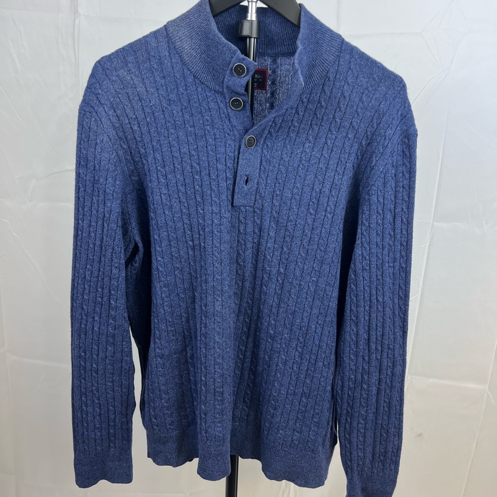 UnTuckIt Men’s 100% Cashmere Cable Knit Henley Sweater Size Medium